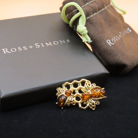 Amber Bumblebee and Honeycomb Pin in 18kt Gold Over Sterling by Ross and Simons - Picture 6 of 16
